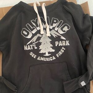 Tailgate Black Hoodie with White Drawstrings xs ladies